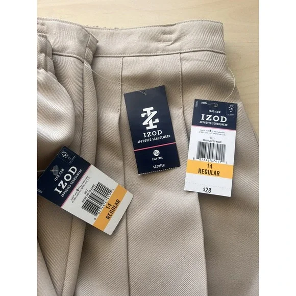 Set of 3 New Izod Schoolwear Girls Khaki Uniform Skorts! - Size 14 Reg - Picture 4 of 4